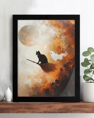 Pôster de Arte Dark Academia - Gato Bruxo Assustador | Quadro Emoldurado 15x20cm para Decoração de Parede e Mesa - imagem 5