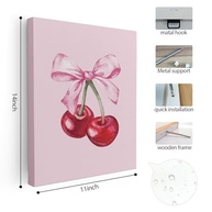 Arte de Parede Coquette Pink Bow Cherry Preppy - 28x35cm Emoldurado | Decoração Feminina para Quarto de Adolescentes - imagem 4