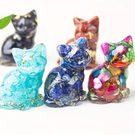 Estátua de Gato em Resina com Cristal - Decoração Encantadora para Casa e Escritório - imagem 3