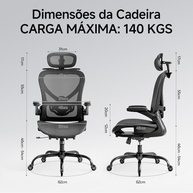 Cadeira Ergonômica com Travesseiro para Pescoço 3D | Encosto Lombar 2D, Rodas Silenciosas e Design Executivo - imagem 4