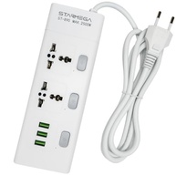 Régua de Energia Inteligente: 2 Tomadas Universais + 3 USB (1m, 2500W, Bivolt) - Branca - imagem 2