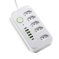 Régua de Energia Premium: 5 Tomadas, 4 USB-A, 2 USB-C, Cabo 2m Bivolt - Carregamento Inteligente - imagem 1