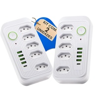Régua de Energia 5 Tomadas + 4 USB + 1 Tipo-C: Carregamento Rápido e Seguro - imagem 1