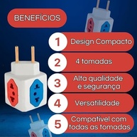 KIT 3x Adaptador Tomada Benjamim Cubo 3D: Mais Energia e Praticidade para Sua Casa! - imagem 4