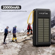 Power Bank Solar 20000mAh com Lanterna e 4 Cabos Integrados: Energia Portátil para suas Aventuras! - imagem 4