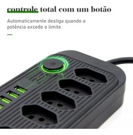 Régua de Energia Premium: 5 Tomadas + 4 USB + 1 Tipo-C | Carregamento Rápido e Seguro - imagem 5