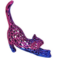 Gato 3D Bicolor Lilás e Azul - Enfeite Decorativo Moderno para Ambientes Criativos - imagem 1