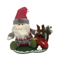 Enfeite de Natal Papai Noel ou Boneco de Neve Sentado com Saco de Presentes - Base de Madeira 25x28 cm - imagem 1