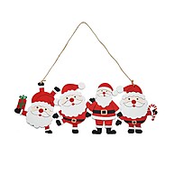 Enfeite de Natal Madeira: 4 Papais Noéis 11cm - imagem 1