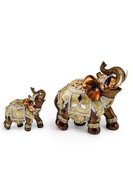 Enfeite 2 Elefantes Indianos em Resina - Decoração Elegante para Sala e Rack - imagem 4
