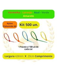 Kit 500 Abraçadeiras Nylon Enforca Gato 20cm x 4,8mm Coloridas - Fixação Profissional - imagem 3