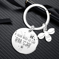 Chaveiro Drive Safe para amigos da família chaveiro engraçado seguro para abelhas para mulheres, Prata, tamanho �nico - imagem 3