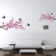Adesivo de Parede Entardecer Flores & Pássaros - Decore com Charme e Estilo - imagem 1
