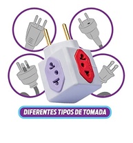 Kit 2 Adaptadores de Tomada Benjamim Power Cubo Giratório 4 Entradas Bivolt 10A/20A - imagem 2