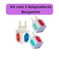 Kit 3 Adaptadores Tomada Benjamin Cubo 3D: 4 Entradas, Bivolt 10A/20A - imagem 3