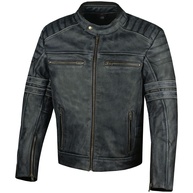 Jaqueta masculina SHADOW motocicleta envelhecida couro bovino armadura preta - imagem 1