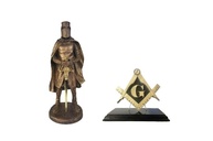 Cavaleiro Medieval Ordem dos Templários Ouro Envelhecido 23cm - Estátua em Resina Colecionável - imagem 3