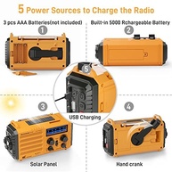 Rádio de Emergência Eoxsmile: Alerta Meteorológico NOAA, Manivela Solar 5000mAh e SOS - imagem 4