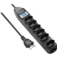 Filtro de Linha Fortrek 6 Tomadas 2P+T Preto - Proteção e Praticidade para Seus Equipamentos - imagem 2