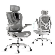 Cadeira Ergonômica com Travesseiro 3D, Encosto Lombar e Rodas Silenciosas - Cinza - imagem 1