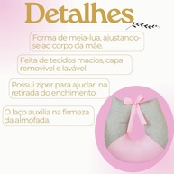 Almofada de Amamentação Ergonômica Clean Rosa - Capa Lavável e Suporte Confortável - imagem 4