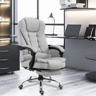 Cadeira de Escritório Ergonômica com Apoio para Pés e Encosto Ajustável - Cinza - imagem 1