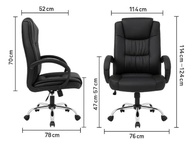 Cadeira Executiva Presidente Ergonômica Reclinável Luxuosa em Couro Sintético Preto - imagem 3