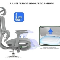 Cadeira de Escritório Ergonômica Premium com Encosto Reclinável e Apoio de Perna - Luvinco BT03 Cinza - imagem 4
