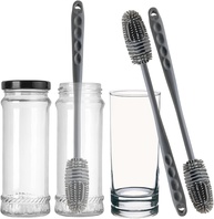 Kit 2 Escovas de Silicone para Limpeza Profunda de Mamadeiras e Garrafas - Cabo Ergonômico 33cm - imagem 1