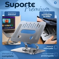 Suporte para Notebook Alumínio Ajustável com Base Giratória 360° - Ergonômico, Estável e Portátil para até 17" - imagem 2