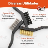 Kit com 6 Escovas de Limpeza Multiúso - Cerdas em Aço, Nylon e Latão | Cabo Ergonômico - imagem 4