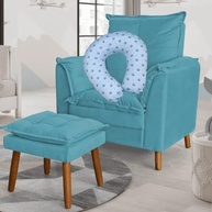 Almofada de Amamentação Bebê Luma Baby - Conforto Ergonômico com Estilo Azul Coroa - imagem 3