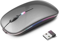 Mouse Sem Fio Premium Recarregável, Design Ergonômico, Clique Silencioso, Iluminação RGB Personalizável, Bluetooth 5.0 & Dongle USB, DPI Ajustável (Cor Cinza) - PREMIUM - imagem 1