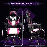 Cadeira Gamer Python Fly Rosa - Design Ergonômico, Tecido Respirável e Apoio de Cabeça Oversized - imagem 3