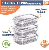 Kit 3 Potes Herméticos com Escorredor Plastil 500ml - BPA Free, 2 Travas e Anel de Vedação - imagem 5