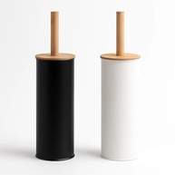 Escova Sanitária Moderna com Suporte em Ferro e Bambu Natural - Design Minimalista Preto e Branco - imagem 2