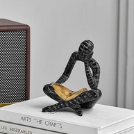 Estátua de Leitura Pensador em Resina Preta - Decoração Moderna para Casa e Escritório - imagem 5
