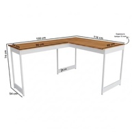 Mesa em L Estilo Industrial Nogal com Pés Brancos - Escrivaninha de Canto para Escritório e Estudo - imagem 4