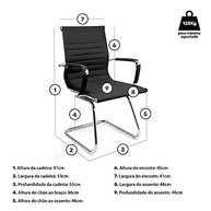 Moob Cadeira de Escritório Executiva Boston Base Fixa com Esteirinha Preta - Conforto e Estilo para seu Ambiente - imagem 3