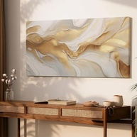 Quadro Decorativo Abstrato Dourado 130x70cm - Estilo Luxo para Sala, Quarto e Escritório - imagem 2