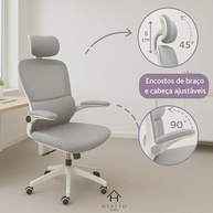 Cadeira de Escritório Ergonômica Branca com Malha Respirável e Ajustes Multifuncionais | HYATTO OFFICE - imagem 5