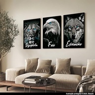 Quadro Decorativo 3 em 1 Leão Águia Lobo - Disciplina e Foco para Hall e Escritório - imagem 3