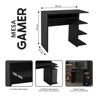 Mesa Escrivaninha Gamer para PC e Escritório - Design Moderno Preto - imagem 3