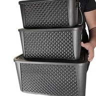Kit 3 Caixas Organizadoras em Rattan Preto – Pequena, Média e Grande para Casa e Escritório - imagem 4