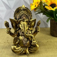 Enfeite Estatueta Ganesha Abre Caminhos e Prosperidade - Resina Decorativa para Casa e Escritório - imagem 3