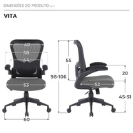Cadeira de Escritório Ergonômica DT3 Vita com Encosto em Mesh e Braços Retráteis – Conforto e Estilo para seu Home Office - imagem 3