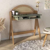 Escrivaninha com Nichos Carvalho/Menta - Design Moderno em MDF com Impressão Palha 3D - imagem 2
