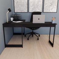 Mesa em L Estilo Industrial - Escrivaninha de Canto Moderna para Escritório e Estudo | Tampo Reversível e Design Versátil - imagem 3