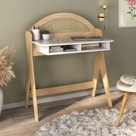 Escrivaninha com Nichos Impressão Palha 3D em MDF - Design Moderno e Funcional para Home Office - imagem 2