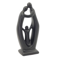 Estatueta Decorativa em Cerâmica Família Papai Mamãe Filho Filha - Escultura de Casal com Crianças (CMC36-6 Preto) - imagem 1